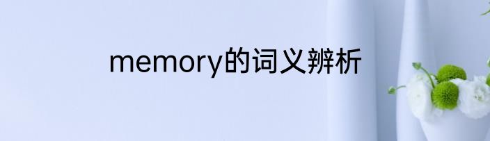 memory的词义辨析