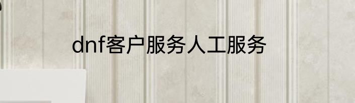 dnf客户服务人工服务
