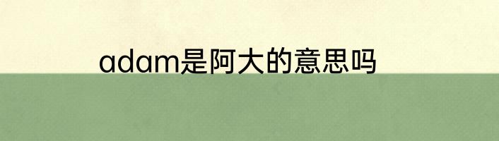adam是阿大的意思吗