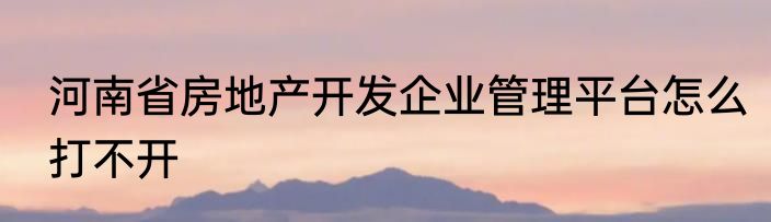 河南省房地产开发企业管理平台怎么打不开