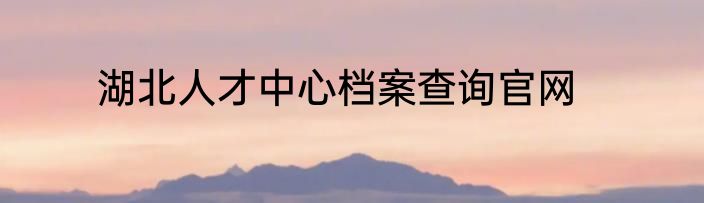 湖北人才中心档案查询官网