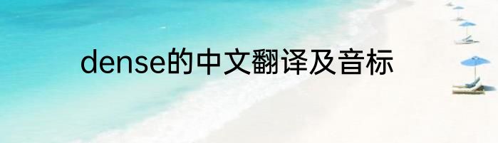dense的中文翻译及音标