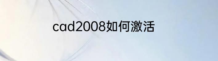 cad2008如何激活