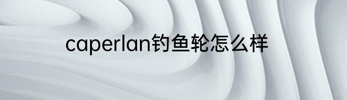 caperlan钓鱼轮怎么样