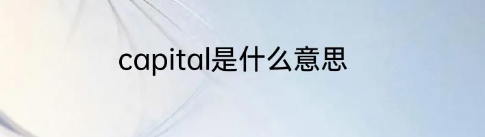capital是什么意思