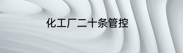化工厂二十条管控
